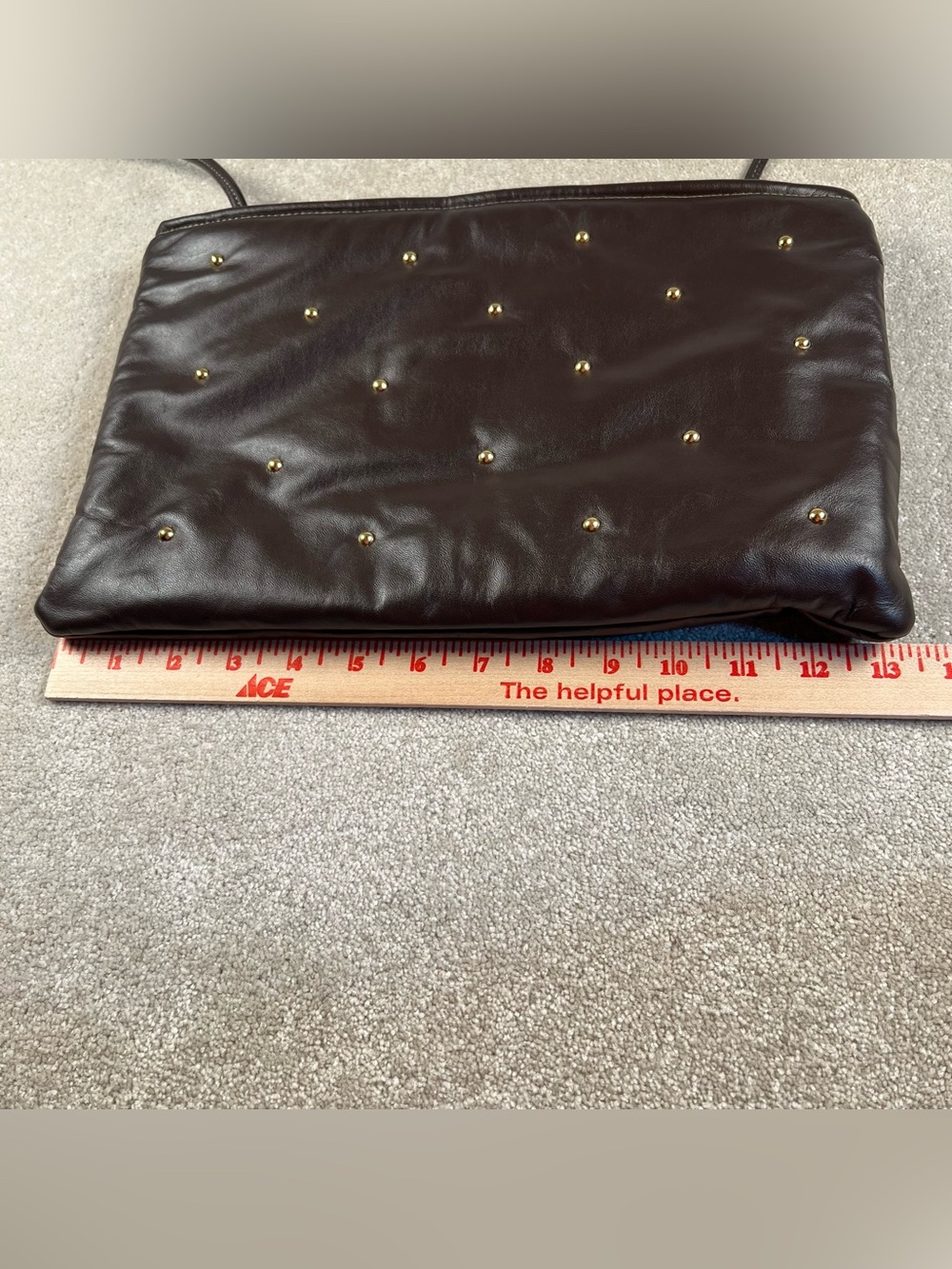 Vintage Pruse Genuine Leather Made in USA Brown Studded - Picture 8 of 10